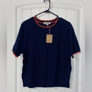 Boden Navy Top with Orange Trim